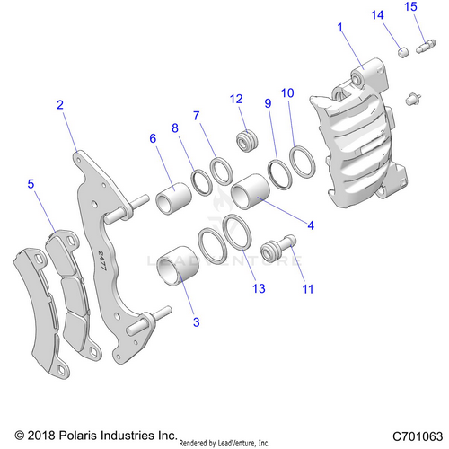 An Image of a Genuine Polaris Parts Schematic Diagram showing the schematic - BRAKES: FRONT CALIPER - 2020 POLARIS RZR TURBO S VELOCITY