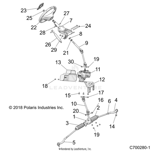 An Image of a Genuine Polaris Parts Schematic Diagram showing the schematic - STEERING: POWER STEERING ASM. - 2021 POLARIS RZR XP 4 1000