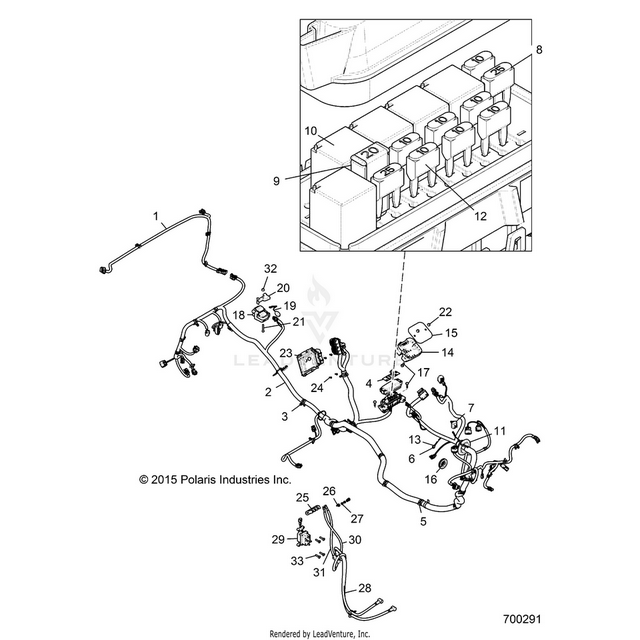 An Image of a Genuine Polaris Parts Schematic Diagram showing the schematic - ELECTRICAL: WIRE HARNESS - 2016 POLARIS RZR XP 1000