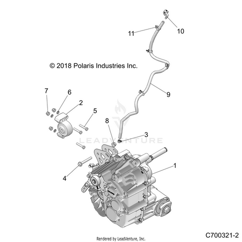 An Image of a Genuine Polaris Parts Schematic Diagram showing the schematic - DRIVE TRAIN: MAIN GEARCASE MOUNTING - 2019 POLARIS RZR TURBO 4