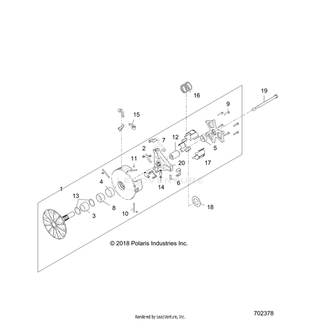 An Image of a Genuine Polaris Parts Schematic Diagram showing the schematic - DRIVE TRAIN: PRIMARY CLUTCH - 2019 POLARIS RZR XP TURBO S