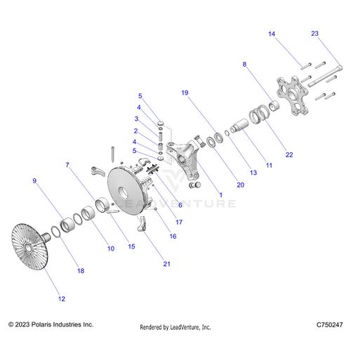 An Image of a Genuine Polaris Parts Schematic Diagram showing the schematic - DRIVE TRAIN: PRIMARY CLUTCH - 2025 POLARIS RZR PRO S 4 SPORT