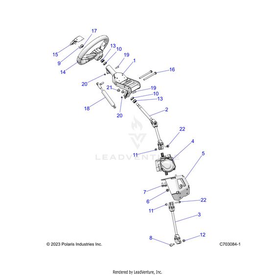 An Image of a Genuine Polaris Parts Schematic Diagram showing the schematic - STEERING: STEERING ASM. - 2025 POLARIS RZR XP 4 1000 ULTIMATE