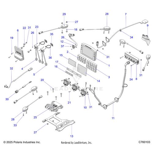 An Image of a Genuine Polaris Parts Schematic Diagram showing the schematic - ELECTRICAL: COMPONENTS - 2026 POLARIS RZR PRO R RACE