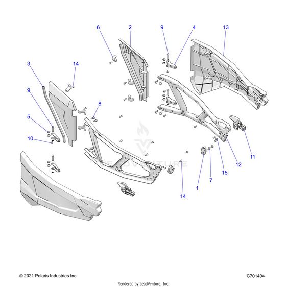 An Image of a Genuine Polaris Parts Schematic Diagram showing the schematic - BODY: DOORS - 2023 POLARIS RZR XP 1000 SPORT