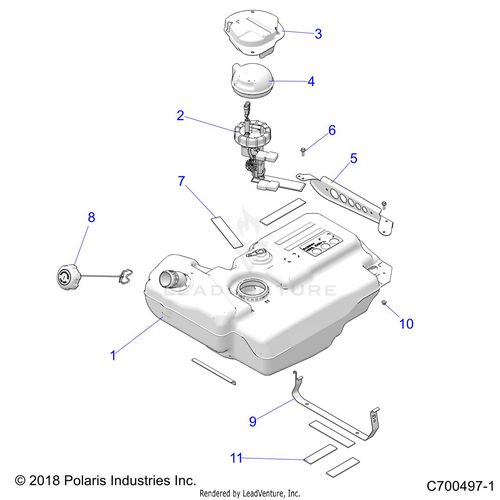 An Image of a Genuine Polaris Parts Schematic Diagram showing the schematic - BODY: FUEL TANK EVAP - 2019 POLARIS RZR S 1000 EPS