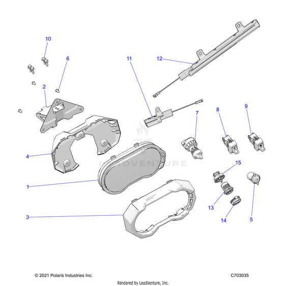 An Image of a Genuine Polaris Parts Schematic Diagram showing the schematic - ELECTRICAL: DASH INSTRUMENTS AND CONTROLS - 2022 POLARIS RZR PRO XP 4 ULTIMATE
