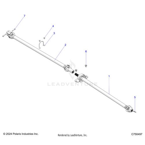 An Image of a Genuine Polaris Parts Schematic Diagram showing the schematic - DRIVE TRAIN: PROP SHAFTS - 2025 POLARIS RZR PRO S SPORT