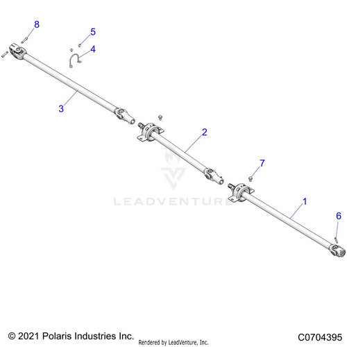 An Image of a Genuine Polaris Parts Schematic Diagram showing the schematic - DRIVE TRAIN: PROP SHAFT - 2024 POLARIS RZR PRO XP 4 PREMIUM