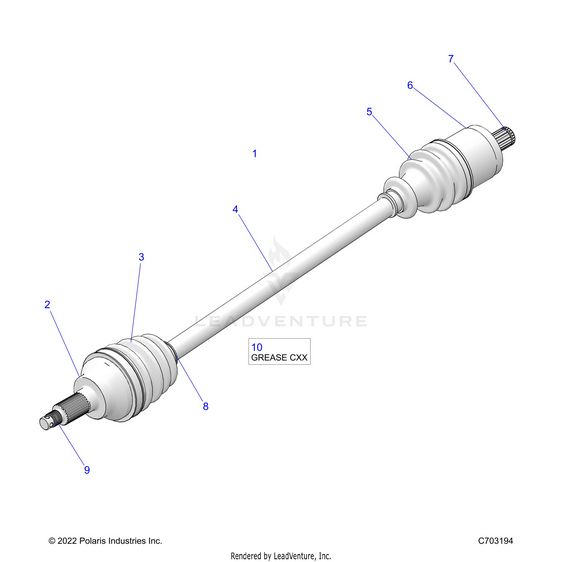 An Image of a Genuine Polaris Parts Schematic Diagram showing the schematic - DRIVE TRAIN: HALF SHAFT FRONT - 2023 POLARIS RZR XP 1000 SPORT