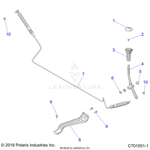 An Image of a Genuine Polaris Parts Schematic Diagram showing the schematic - DRIVE TRAIN: GEAR SELECTOR - 2022 POLARIS RZR TRAIL 570