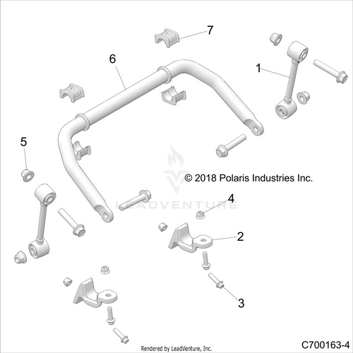 An Image of a Genuine Polaris Parts Schematic Diagram showing the schematic - SUSPENSION: FRONT STABILIZER BAR - 2021 POLARIS RZR TURBO S