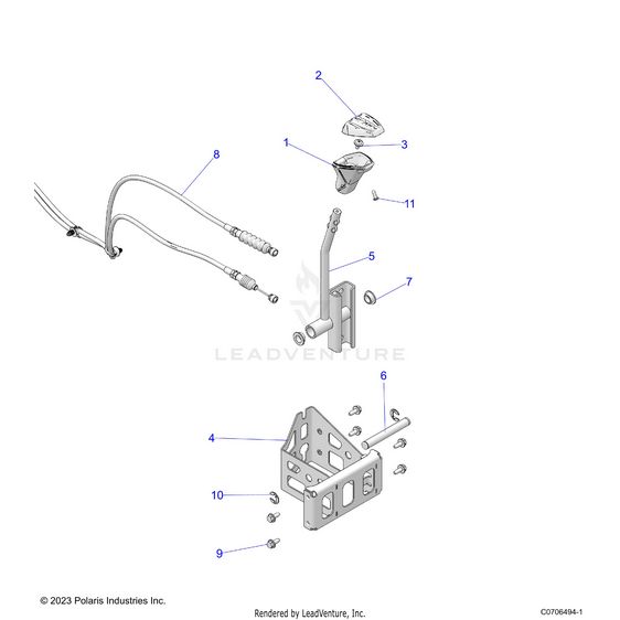 An Image of a Genuine Polaris Parts Schematic Diagram showing the schematic - DRIVE TRAIN: GEAR SELECTOR - 2024 POLARIS RZR PRO R PREMIUM