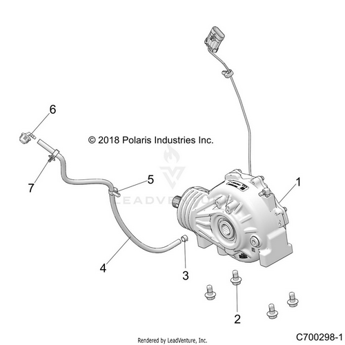 An Image of a Genuine Polaris Parts Schematic Diagram showing the schematic - DRIVE TRAIN: FRONT GEARCASE MOUNTING - 2022 POLARIS RZR TRAIL S 1000 ULTIMATE