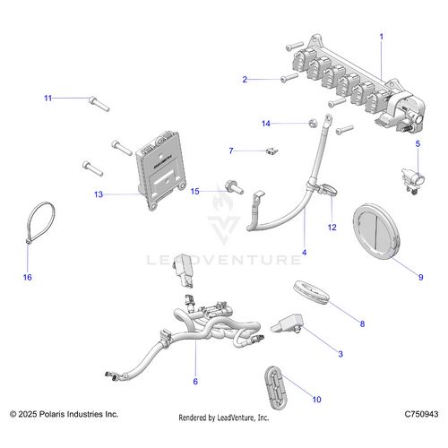 An Image of a Genuine Polaris Parts Schematic Diagram showing the schematic - ELECTRICAL: WIRE HARNESS PERIPHERAL - 2026 POLARIS RZR PRO R 4 LE