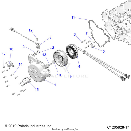 An Image of a Genuine Polaris Parts Schematic Diagram showing the schematic - ENGINE: STATOR AND FLYWHEEL - 2020 POLARIS RZR PRO XP 4