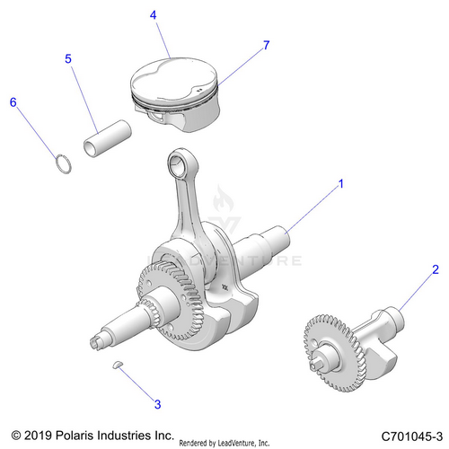 An Image of a Genuine Polaris Parts Schematic Diagram showing the schematic - ENGINE: CRANKSHAFT PISTON AND BALANCE SHAFT - 2020 POLARIS RZR 570