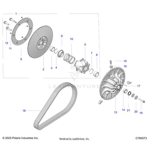 An Image of a Genuine Polaris Parts Schematic Diagram showing the schematic - DRIVE TRAIN: SECONDARY CLUTCH - 2026 POLARIS RZR XP S 4 1000 ULTIMATE