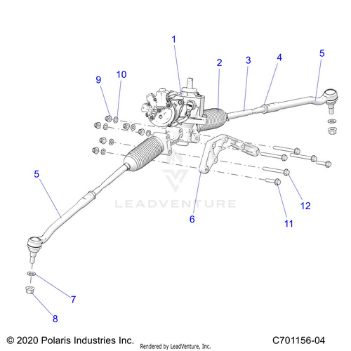 An Image of a Genuine Polaris Parts Schematic Diagram showing the schematic - STEERING: GEAR BOX W/EPS AND RELATED - 2022 POLARIS RZR TURBO R 4 SPORT