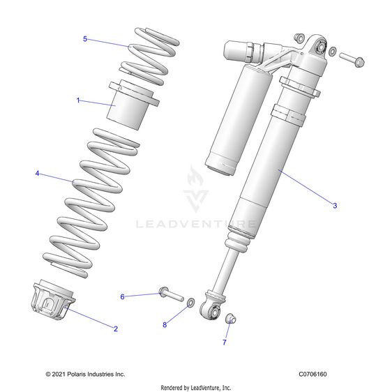 An Image of a Genuine Polaris Parts Schematic Diagram showing the schematic - SUSPENSION: FRONT SHOCK MOUNTING DELUXE - 2022 POLARIS RZR PRO XP 4 SPORT EVAP