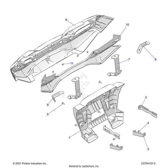 An Image of a Genuine Polaris Parts Schematic Diagram showing the schematic - BODY: REAR BUMPER - 2023 POLARIS RZR XP 4 1000 PREMIUM