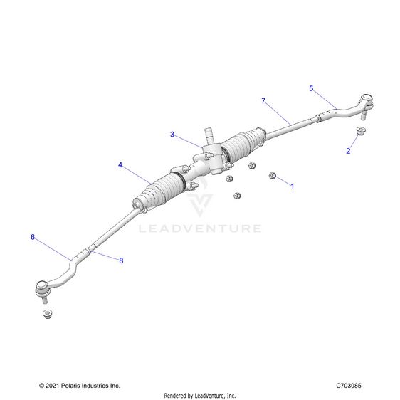 An Image of a Genuine Polaris Parts Schematic Diagram showing the schematic - STEERING: RACK AND PINION - 2025 POLARIS RZR XP 1000 PREMIUM