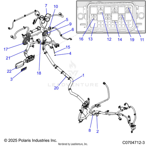 An Image of a Genuine Polaris Parts Schematic Diagram showing the schematic - ELECTRICAL: WIRE HARNESS - 2026 POLARIS RZR 900 TRAIL ULTIMATE
