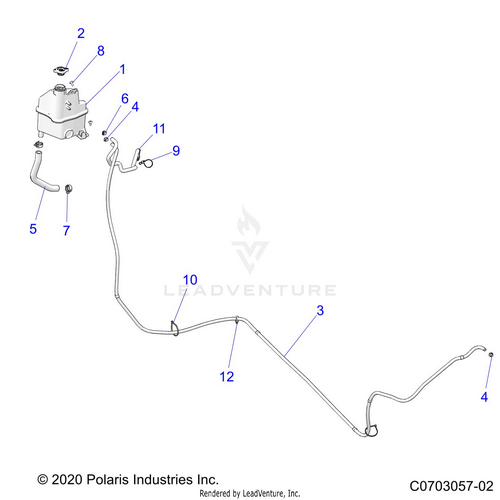 An Image of a Genuine Polaris Parts Schematic Diagram showing the schematic - ENGINE: COOLING SURGE TANK AND RELATED - 2023 POLARIS RZR PRO R ULTIMATE
