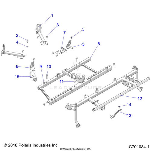 An Image of a Genuine Polaris Parts Schematic Diagram showing the schematic - CHASSIS: MAIN FRAME MOUNTS - 2020 POLARIS RZR S 1000 EPS