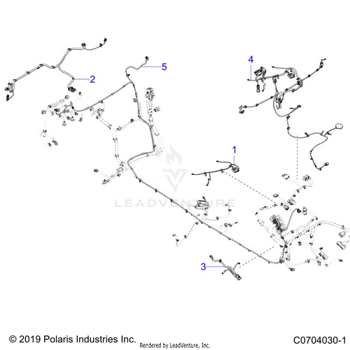 An Image of a Genuine Polaris Parts Schematic Diagram showing the schematic - ELECTRICAL: WIRE HARNESS PERIPHERAL - 2020 POLARIS RZR PRO XP 4