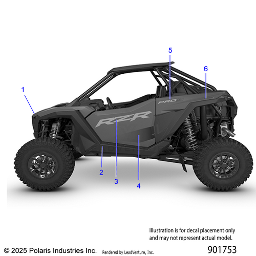 An Image of a Genuine Polaris Parts Schematic Diagram showing the schematic - BODY: DECALS GRAPHICS - 2026 POLARIS RZR PRO S ULTIMATE