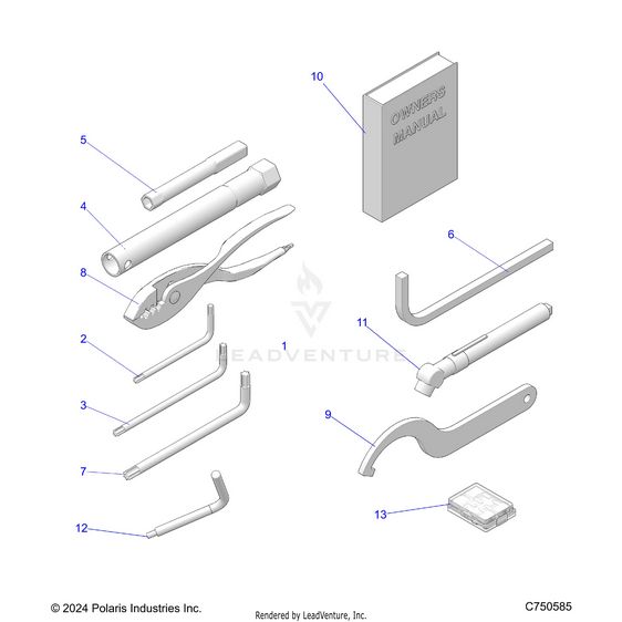 An Image of a Genuine Polaris Parts Schematic Diagram showing the schematic - REFERENCES: OWNERS MANUAL AND TOOL KIT - 2026 POLARIS RZR XP 4 1000 ULTIMATE
