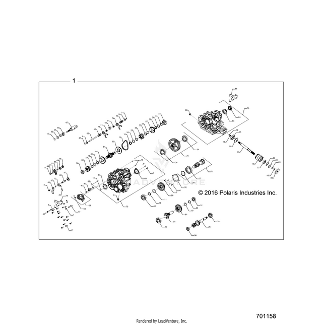 An Image of a Genuine Polaris Parts Schematic Diagram showing the schematic - DRIVE TRAIN: MAIN GEARCASE INTERNALS - 2018 POLARIS RZR 4 900