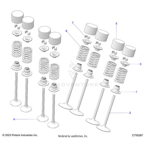 An Image of a Genuine Polaris Parts Schematic Diagram showing the schematic - ENGINE: VALVES - 2026 POLARIS RZR PRO S 4 ULTIMATE