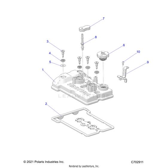 An Image of a Genuine Polaris Parts Schematic Diagram showing the schematic - ENGINE: VALVE COVER - 2024 POLARIS RZR XP 1000 SPORT