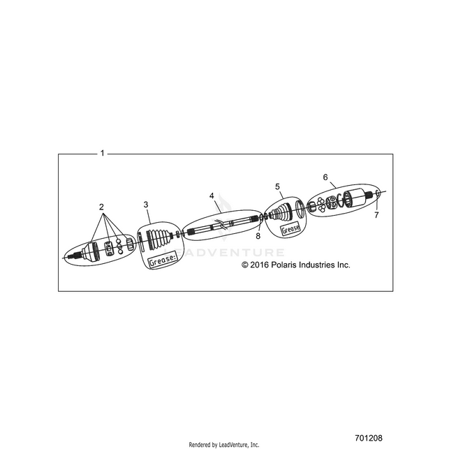 An Image of a Genuine Polaris Parts Schematic Diagram showing the schematic - DRIVE TRAIN: HALF SHAFT FRONT - 2021 POLARIS RZR XP 4 1000