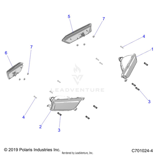 An Image of a Genuine Polaris Parts Schematic Diagram showing the schematic - ELECTRICAL: HEADLIGHTS AND TAILLIGHTS - 2020 POLARIS RZR S 1000 EPS