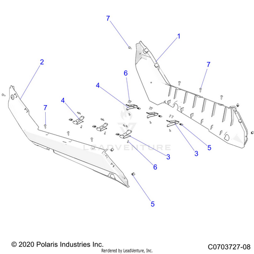 An Image of a Genuine Polaris Parts Schematic Diagram showing the schematic - BODY: ROCKERS - 2023 POLARIS RZR PRO R ULTIMATE