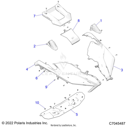 An Image of a Genuine Polaris Parts Schematic Diagram showing the schematic - BODY: HOOD - 2022 POLARIS RZR PRO XP PREMIUM/EVAP
