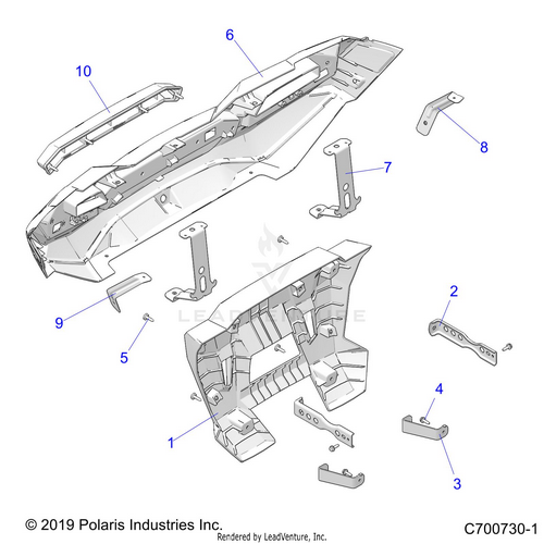 An Image of a Genuine Polaris Parts Schematic Diagram showing the schematic - BODY: REAR BUMPER - 2021 POLARIS RZR TURBO S