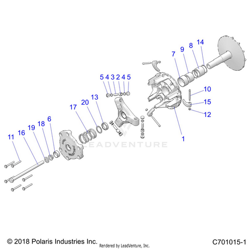 An Image of a Genuine Polaris Parts Schematic Diagram showing the schematic - DRIVE TRAIN: PRIMARY CLUTCH - 2021 POLARIS RZR S 4 1000