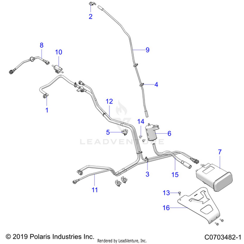 An Image of a Genuine Polaris Parts Schematic Diagram showing the schematic - BODY: FUEL LINES EVAP - 2021 POLARIS RZR PRO XP 4 SPORT