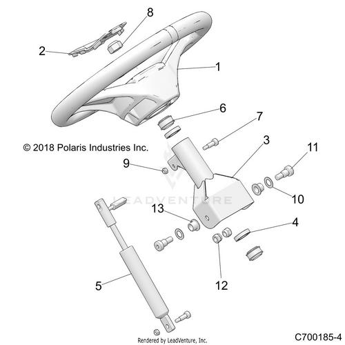 An Image of a Genuine Polaris Parts Schematic Diagram showing the schematic - STEERING: WHEEL - 2022 POLARIS RZR TRAIL 570