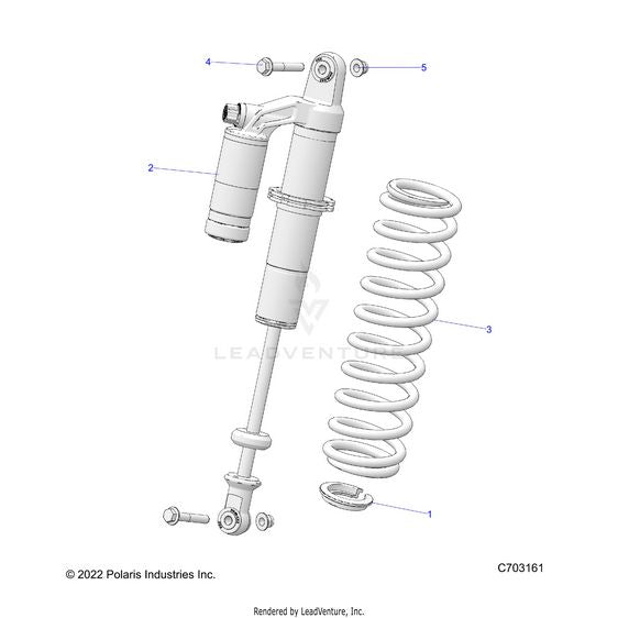 An Image of a Genuine Polaris Parts Schematic Diagram showing the schematic - SUSPENSION: REAR SHOCK MOUNTING - 2022 POLARIS RZR TRAIL S 1000 PREMIUM