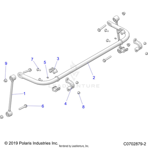 An Image of a Genuine Polaris Parts Schematic Diagram showing the schematic - SUSPENSION: REAR STABILIZER BAR - 2021 POLARIS RZR PRO XP 4 SPORT CA