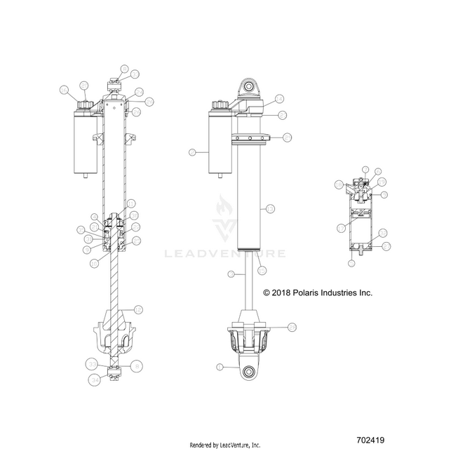 An Image of a Genuine Polaris Parts Schematic Diagram showing the schematic - SUSPENSION: FRONT SHOCK INTERNALS - 2018 POLARIS RZR XP 1000