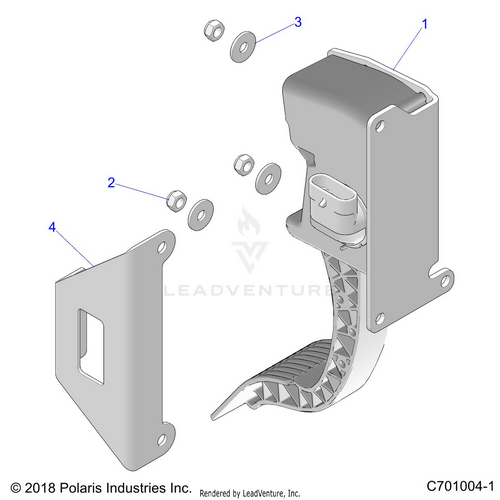 An Image of a Genuine Polaris Parts Schematic Diagram showing the schematic - ENGINE: THROTTLE PEDAL - 2020 POLARIS RZR XP TURBO