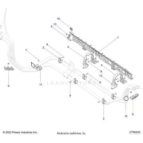 An Image of a Genuine Polaris Parts Schematic Diagram showing the schematic - ENGINE: COOLING MOUNTING - 2025 POLARIS RZR PRO R ULTIMATE