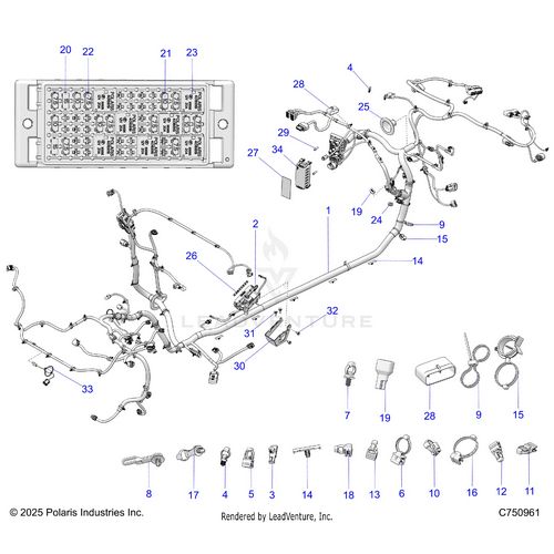 An Image of a Genuine Polaris Parts Schematic Diagram showing the schematic - ELECTRICAL: WIRE HARNESS CHASSIS - 2026 POLARIS RZR PRO S 4 SPORT