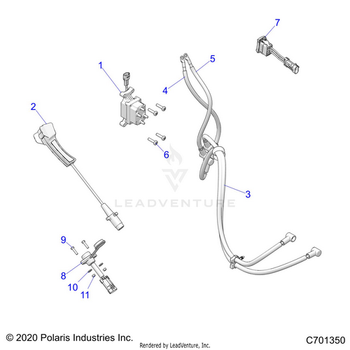 An Image of a Genuine Polaris Parts Schematic Diagram showing the schematic - ELECTRICAL: WINCH - 2021 POLARIS RZR XP 1000 HIGH LIFTER